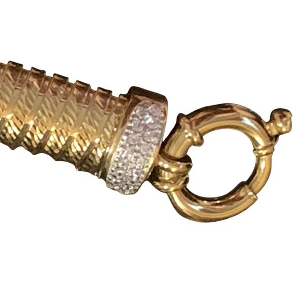 Bellezza Gold Vermeil & Crystal Tubogas Diamond Cut Bracelet Made in Italy Itaor - Picture 7 of 8
